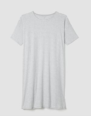 Eileen Fisher Organic Cotton Striped Interlock Sleep Dress Large
